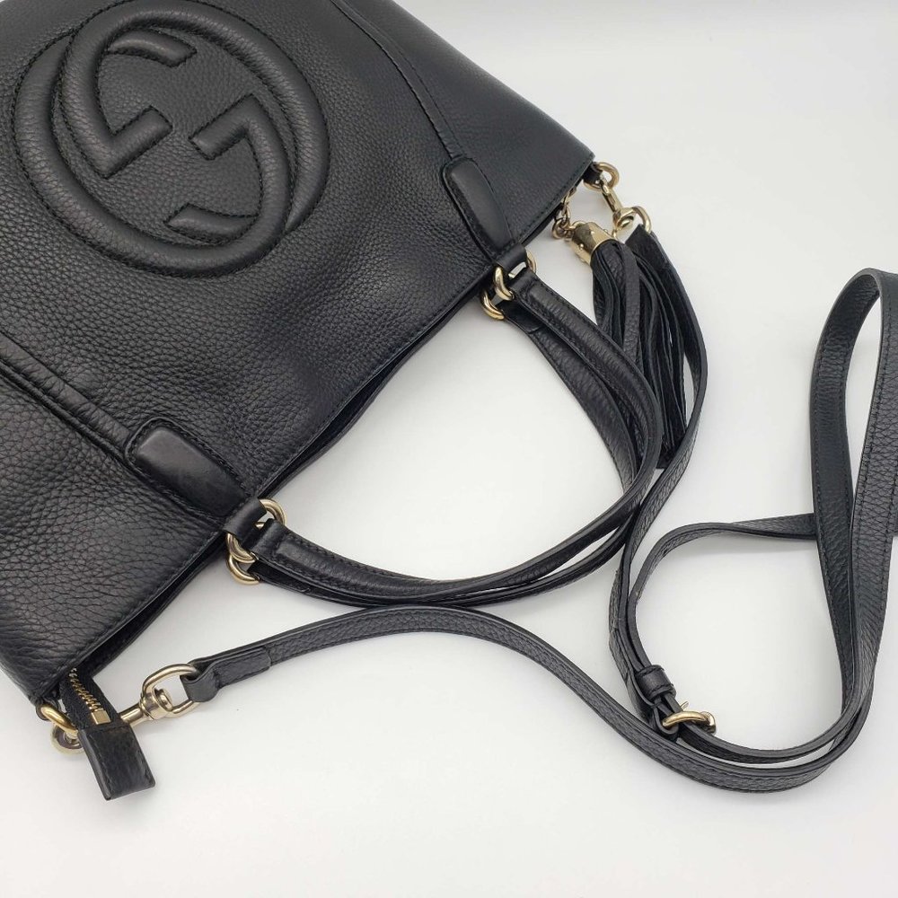 100% Authentic Gucci GG Soho Black Leather Shoulder Bag - Picture 7 of 16